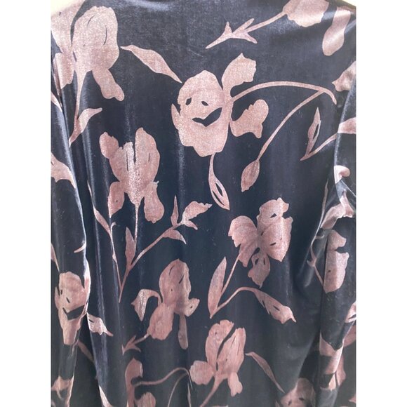Vintage Joden Womens Velvet Floral Long Sleeve Button Up Top Size Medium Black - Picture 9 of 11